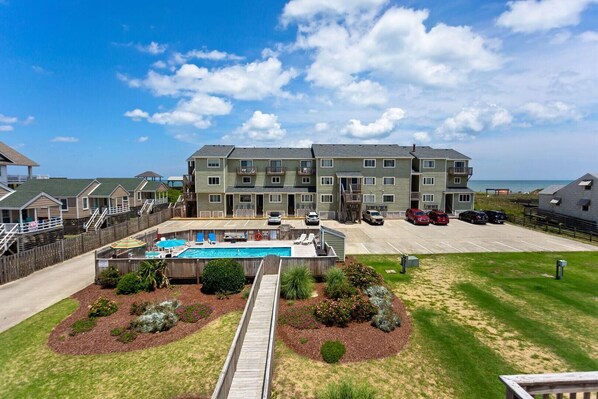 Enjoy spectacular views of the ocean from the top deck.