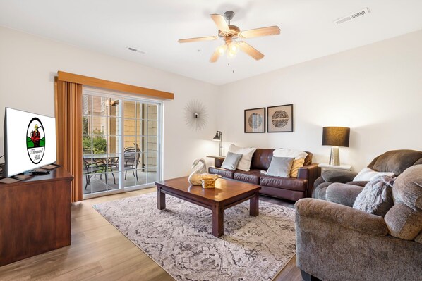 Living Room - Cable TV/DVD, Sofa Bed, Patio Access