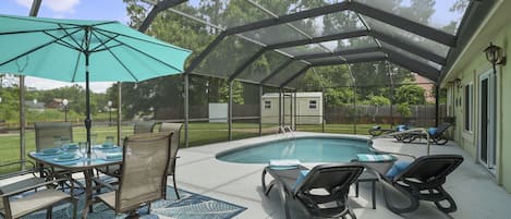 Saltwater Heated Pool, KitchenAid Grill, Dining Table, Lounge Chairs 