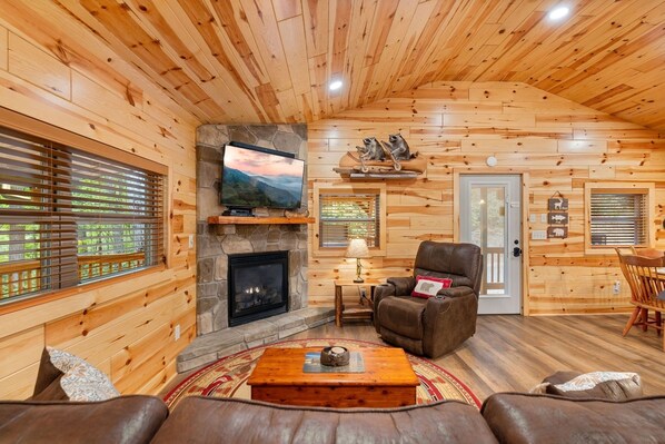 Indoors, Hardwood, Fireplace, Stained Wood, Architecture