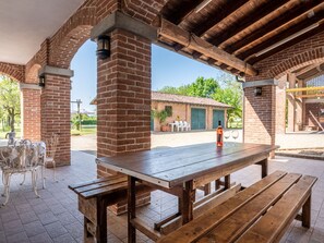 Sky, Property, Furniture, Table, Wood, Plant, Building, Lighting, Shade, Interior Design