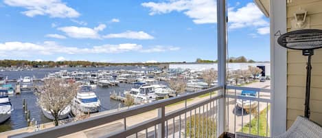 Large Balcony Looking out over Spring Lake and Marina