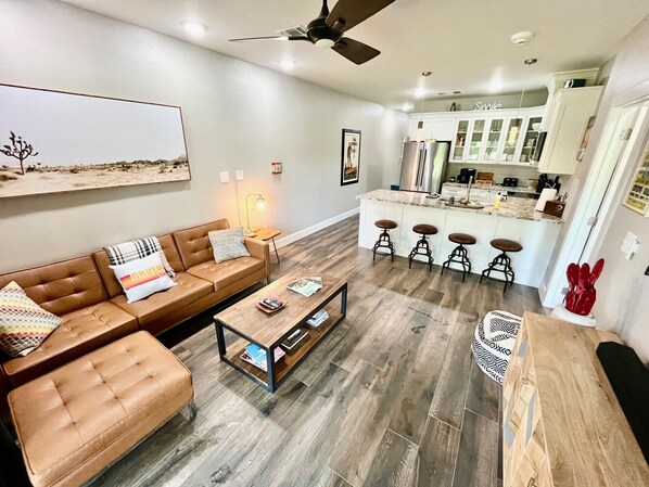 TX Yucca Living with Large couch and XL Flat Screen TV