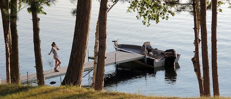 Bring your own boat and tie it up to the private dock.