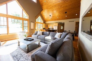 main floor living room kitchen and dining