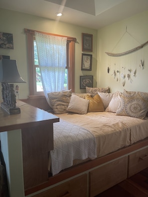 Comfy, cozy built in queen bed.