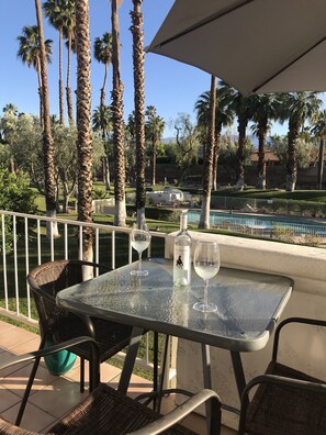 View of the pool from my back balcony. 