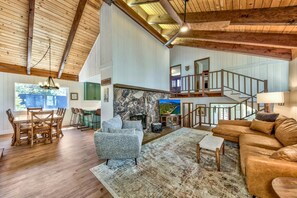 The dining area connects with living room with the kitchen, making it easy to flow between the main gathering places in this home.