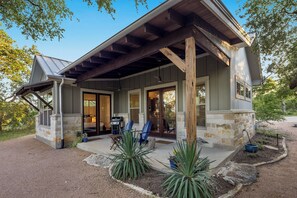 Covered porch with outdoor seating