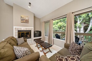 Main Living Area & Private Deck 358 Stimson Vacation Rental