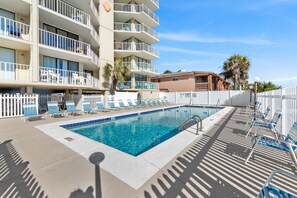 Enjoy watching the kids splash around in the pool.