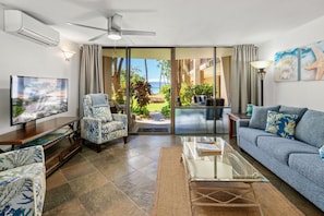 This private 2 bedroom 2 bath ground floor unit provides nice ocean views and easy ocean access on the west side of Maui.