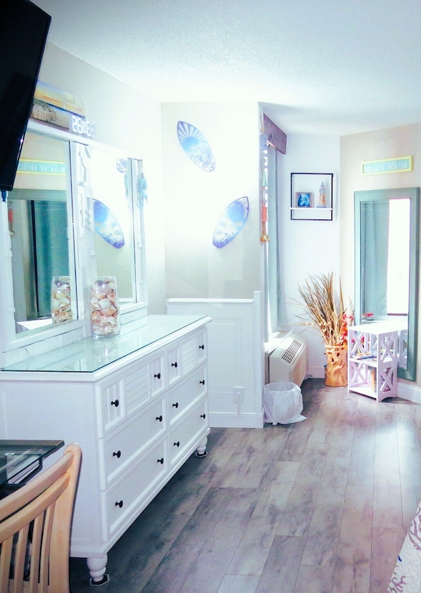 Ocean View Studio room new furniture and new plank floors.