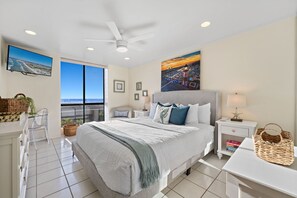 Indulge in luxury and comfort with a king-size bed and an ocean view