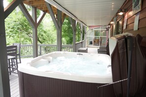 Relax in the outdoor hot tub