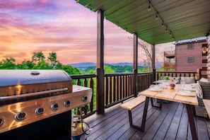 We also have a dining area on the patio, where you can grill