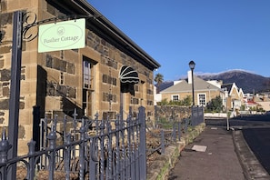 Street view with Mt Wellington in the background