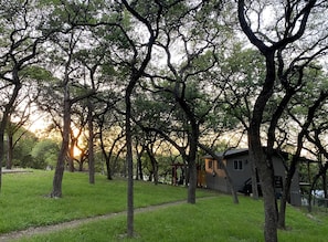 Heavily wooded neighborhood. Bungalow stands alone from main house.