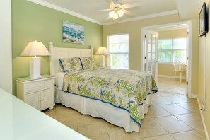 Spacious bedroom with a flat screen TV