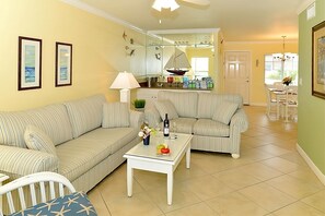 Nicely decorated living room.