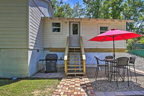 Backyard | Furnished Patio | Stairs to Access