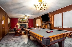 There's plenty of fun to be had in the combination living room and entertainment area!