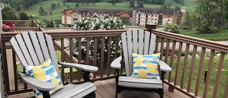 Relax in our Adirondack chairs and enjoy the view of the mountain year round. 