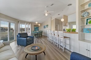 Spacious Second Floor Living Space with Flat Screen TV and Beautiful Ocean Views (Queen Sleeper Sofa)