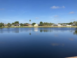 View across the lake from the back yard. It is relaxing to sit on the lanai.