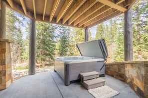 Private hot tub on the lower level patio.