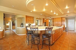 This Lake Elsinore rental features a large eat in kitchen.