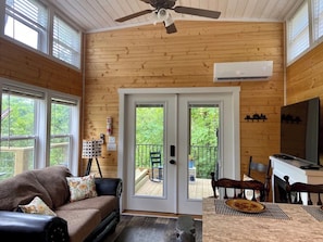 A view of your living room/outdoor porch combination.