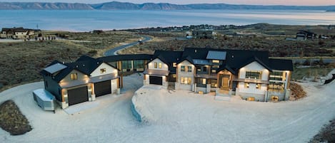 Arial view of the front of Skybridge facing southeast. Bear Lake in view.