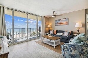 Living area with sleeper sofa