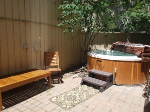 NIce 5-seat hot tub on your private patio - just off the dining area.