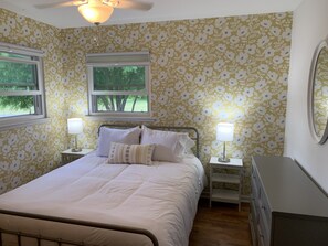 Queen bed plus large closet and dresser in the Yellow Room