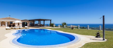 15m x 6m pool with 3 Jacuzzi jets to sit and relax in the pool enjoying the sea 