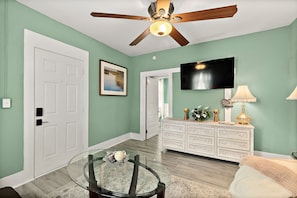 Big ceiling fan to keep living room nice and cool during the hot summer months