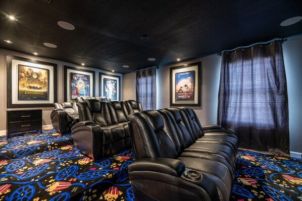 Awesome Movie Room with reclining movie chairs