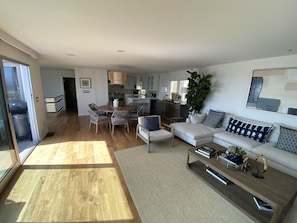Great Room. Kitchen/Dining Room/Living Room, Balcony, TV, Sonos. Third Floor.