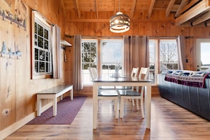 Dining area with beautiful views of Moose Pond.