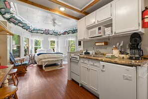 The kitchen provides the main necessities for guests to enjoy