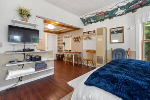 View from the bed towards the kitchen