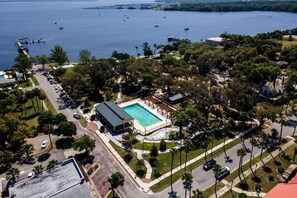 Spring Park with the spring fed pool!   The community pool is seasonal/ daily entry fee required.  Managed by the Town of Green Cove Springs, not affi