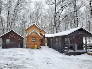 Alpine cabin in center