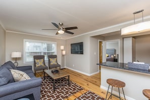 Beautiful open living room with SMART television