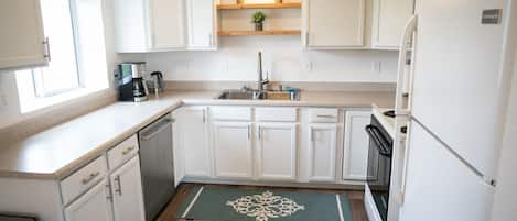 Fully stocked kitchen.