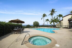 Pool and Hot Tub with Ocean Views and Seating