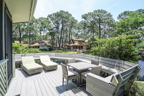Large outdoor patio on water
