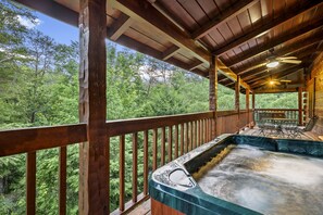 Relax in our 5 seater hot tub with wooded views to take in all of nature!